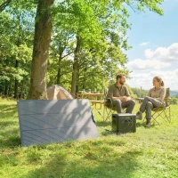 HOMCOM Zonnepaneel 100W 18V draagbaar outdoor zonnelader met 2 USB, LCD-display IP67 waterdicht(m-9)