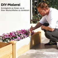 Outsunny Houten hoogbed, plantenbak met scheidingswand en open bodem, tuinbed 235 x 66 x 26 cm natuurlijk hout(m-6)