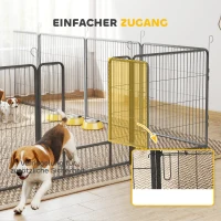 PawHut Puppyren, 16-delig, opvouwbare puppyren met deur voor kleine en middelgrote honden, 3,2 x 3,2 x 0,8 m, Grijs(m-7)