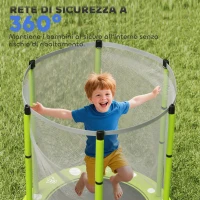 AIYAPLAY Trampolino Elastico per Bambini Ø140 cm con Rete di Sicurezza e Disegni, Età 3-6 Anni, Verde(m-7)