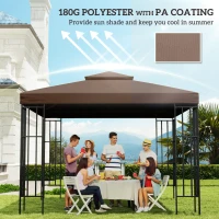Outsunny 3 x 3 m Gazebo Canopy Roof Top Replacement Cover - Spare Part, Coffee TOP COVER ONLY(m-6)