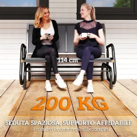 Outsunny Panchina a Dondolo 2 Posti da Giardino in Metallo e Tessuto a Rete, 120x70x85 cm, Grigio(m-7)