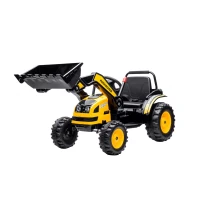 HOMCOM Tractor Excavadora Eléctrico para Niños de +3 Años Vehículo Infantil con Batería 6V Pala Música y Luces Velocidad de 2 Niveles 132x62x65 cm Negro y Amarillo(m-10)