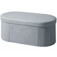 HOMCOM Pouf Contenitore Pieghevole 72 L Rivestito in Velluto 76x38x35 cm Grigio Scuro(m-6)