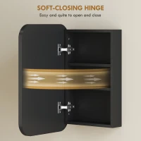 HOMCOM Armoire-miroir de salle de bain, armoire de salle de bain avec miroir, meuble mural avec étagère réglable, 40 x 10 x 60 cm, noir(m-4)