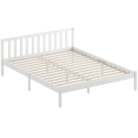 HOMCOM Estrutura de Cama em Madeira Maciça 160x200 cm Cama Individual com Cabeceira e Estrado de Ripas Resistente para Crianças e Adultos