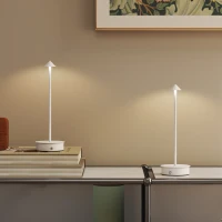 HOMCOM Conjunto de 2 Candeeiros de Mesa Recarregáveis por USB Reguláveis com Controlo Táctil 3000K/4500K/6500K Ø10x30 cm Branco(m-7)