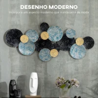 HOMCOM Arte Metálica de Parede 3D Adornos Modernos Redondos para Pendurar Decoração para Sala Quarto 21x53 cm Multicolor(m-4)