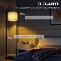 HOMCOM Lampada da Terra con 10 Luminosità e Temperatura del Colore Regolabile, Telecomando e Lampadina 9W, Nero(m-4)