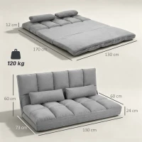 HOMCOM Canapea de Podea, Pliabila 130 cm, Perfect pentru Familie, Gri(m-3)