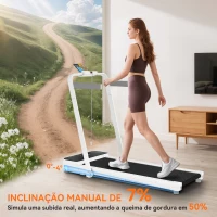 SPORTNOW Passadeira Dobrável com Inclinação Passadeira Elétrica com 2,5HP, 16KM/H e Ecrã LED 124x63x104 cm Branco(m-5)