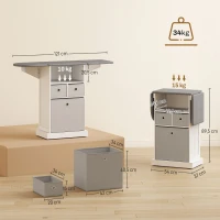 HOMCOM Bügelmöbel mit Rollen Klappbares Bügelbrett 3 Stoffschubladen 121x37x89,5 cm Weiß(m-3)