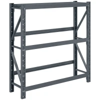 HOMCOM Raft Autoportant pentru Cutii cu 3 Niveluri, Raft pentru 6 Cutii cu Înălțime Reglabilă, 110x30x110 cm, Gri(m-1)