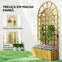 Outsunny Floreira com Treliça de Madeira para Plantas Trepadeiras com Orifícios de Drenagem Floreira Elevada para Jardim 90x30x180 cm Madeira(m-4)