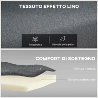 HOMCOM Poltrona Letto con Schienale Regolabile in 5 Posizioni, Tessuto Effetto Lino e Acciaio, 75x70x75 cm, Grigio(m-6)