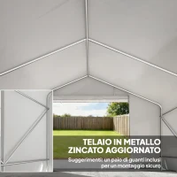 Outsunny Capanno da Giardino e Tenda Garage 3x3 m Impermeabile con Porta Avvolgibile, Metallo e PE, Bianco(m-4)