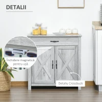 Homcom Bufet Bucatarie – Stil Country, Spatiu Depozitare Rustic(m-7)