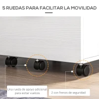 HOMCOM Cajonera de Escritorio con 2 Cajones Ruedas Archivador Móvil para Archivos A4 o Cartas 39,5x39x58,5 cm Blanco(m-4)
