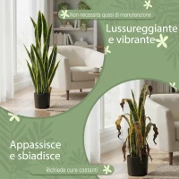 Outsunny Sanseveria Artificiale in Vaso da Esterno e Interno con 21 Foglie Modellabili, Ø20x90 cm(m-6)