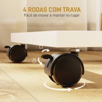 HOMCOM Mesa Auxiliar em Forma de C com Rodas Prateleiras Abertas e Estrutura em Aço para Sala ou Quarto 51x33x66 cm Madeira e Branco(m-6)