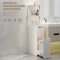 HOMCOM Colonna Bagno Salvaspazio con 2 Cassetti e Ripiani Aperti, 20x45x115 cm, Bianco(m-4)