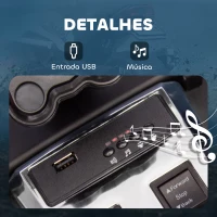 AIYAPLAY Quadricilo Elétrico para Crianças 12V com 2 Motores Velocidade até 5 km/h 3 Rodas Faróis Buzina Música 113x74x63 cm Preto e Branco(m-8)