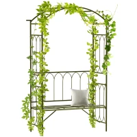 Outsunny Garden Arbor Bench Plant Climbing Support Trellis for Rose Vines Black(m-11)