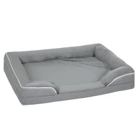PawHut Cama para Perros Medianos Cama para Gatos con Base Antideslizante Funda Extraíble y Lavable 91,5x68,5x16,5 cm Gris(m-11)