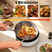 HOMCOM Dual-Keramikkochfeld, 2-in-1 Design, zum Kochen und Grillen, 2000W, 4 Hitzestufen, LED-Display, Fettfangschale, Weiß(m-6)