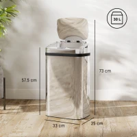 HOMCOM Bidone per Rifiuti da 30L con Sensore per Apertura e Chiusura Automatica, 33x25x57.5 cm, Argento(m-3)