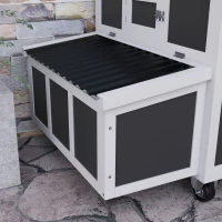 PawHut Poulailler en Bois pour 1-6 Poules avec 2 Nichoirs pour Couvaison, Toit Ouvrant et Bac Extractible, Gris foncé(m-5)