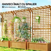Outsunny Jardinieră înălțată cu Spalier și Acoperiș, Ghiveci, Strat de Flori, rezistent la intemperii, Lemn, 90 x 45 x 183 cm, Maro(m-4)