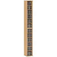 HOMCOM Set of 2 CD Media Display Shelf Unit Tower Rack with Adjustable Shelves, Natural(m-10)