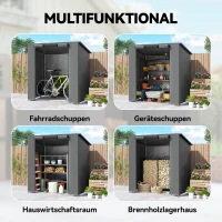 Outsunny Zeltgarage 1,9x1,2 m Wasserdicht Garagenzelt mit aufrollbarer Reißverschlusstür Belüftungsfenster Dunkelgrau(m-7)