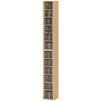 HOMCOM Set of 2 CD Media Display Shelf Unit Tower Rack with Adjustable Shelves, Natural(m-11)