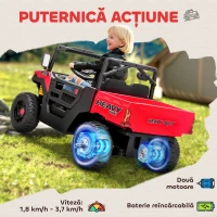 AIYAPLAY Mașină Electrică pentru Copii UTV 12V Off-road cu Portbagaj, 2 Motoare, Centură în 3 Puncte, Telecomandă, Suspensii, USB, Muzică, Lumini, 1.8-3.7 km/h, 3-8 Ani, Roșu(m-4)