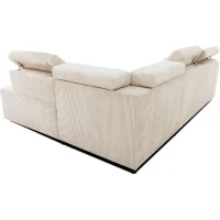 Canapé d'angle convertible réversible - 4/5 places - KELIO - Velours côtelé beige - 245 x 184 x 77/87cm(m-6)