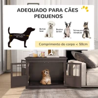 PawHut Gaiola para Cães com Mesa Auxiliar 3 Portas Francês e Fecho Magnético para Cães Pequenos 78x53x59,3 cm Castanho(m-7)
