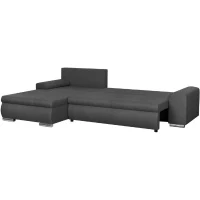 Canapé d'angle convertible réversible 5 places Indian - Tissu gris foncé - L 289 x P 94/188 x H 88 cm(m-4)