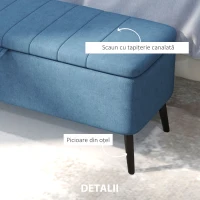 HOMCOM Bancă de depozitare 40", tapițată din material textil cu picioare din oțel pentru Living sau Dormitor, Albastru Închis(m-6)
