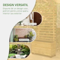 Outsunny Jardiniera inaltata verticala cu 4 roti si suport pentru plantele cataratoare, din  lemn de brad, 76x30x155cm, alb(m-4)