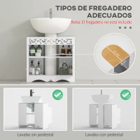 HOMCOM Armario de Baño tipo Mueble Bajo para Lavabo con 2 Puertas y Estantes 60x30x56cm Diseño Moderno de Madera Blanca(m-4)