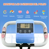 HOMCOM Cyclette Pieghevole con Resistenza Magnetica 8 Livelli, Sensore di Frequenza Cardiaca, Volano 2.5kg, Azzurro(m-4)