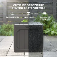 Outsunny Ladă de Grădină 121L din Plastic, Cutie de Depozitare pentru Exterior cu Mânere, Impermeabilă și cu Încuiere, 56x45x53 cm, Negru(m-7)