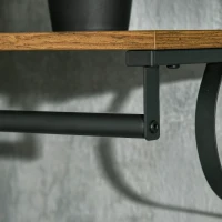 HOMCOM Wandregal Garderobenregal mit Haken 66 x 30 x 27cm Stahl+Holz Braun+Schwarz(m-7)