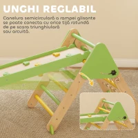 AIYAPLAY Set de Joacă pentru Copii 5 în 1 cu Triunghi, Perete Neted și Arc, din Lemn de Plop și Pin, 191.5x74.5x63 cm(m-6)