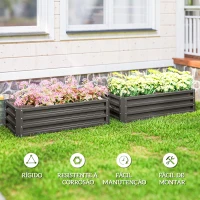Outsunny Conjunto de 2 Floreiras Grandes para Exterior em Aço Galvanizado Hortas para Terraço Jardim 110x50x30 cm Cinzento(m-7)