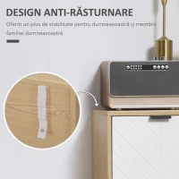 Homcom Dulap Modern Depozitare – Rafturi Reglabile, Alb & Lemn Natural(m-7)