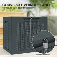 Outsunny Coffre de rangement extérieur 93L avec poignées encastrées, malle de rangement extérieur étanche 56 x 41 x 50 cm, gris foncé(m-6)