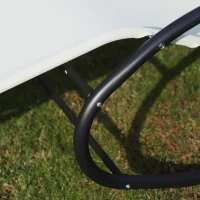 Outsunny Double Sun Lounger - Rocking Sunbed Daybed with Armrest and Headrest Pillow for Two, for Outdoor Patio Garden, Cream White(m-20)